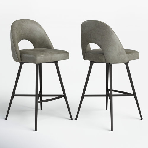 Mercury Row® Etna Swivel Upholstered Counter Stool with Metal Frame